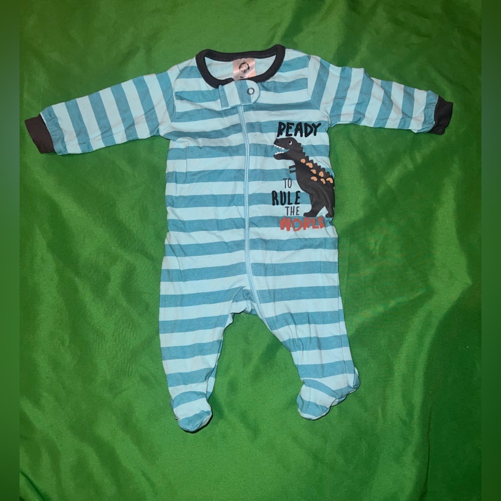 Gerber Blue and Black Striped Kids Footie size Newborn
